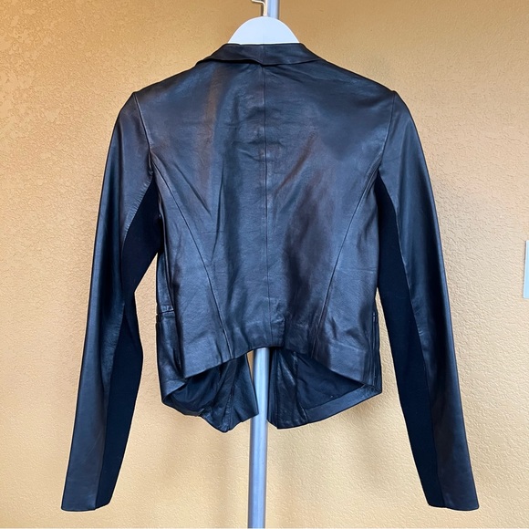 TROUVÉ Drape Front Leather Jacket Butter Soft - Picture 4 of 13